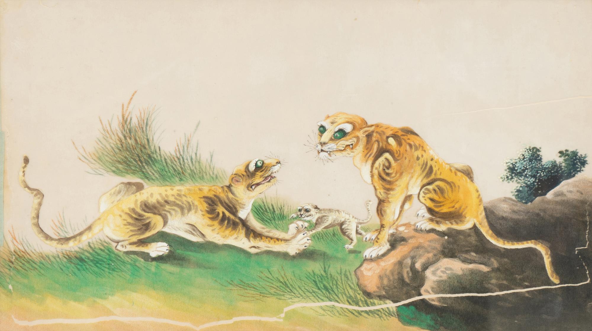 A Collection of Twelve Chinese Zoological Ink and Color Pith Paintings