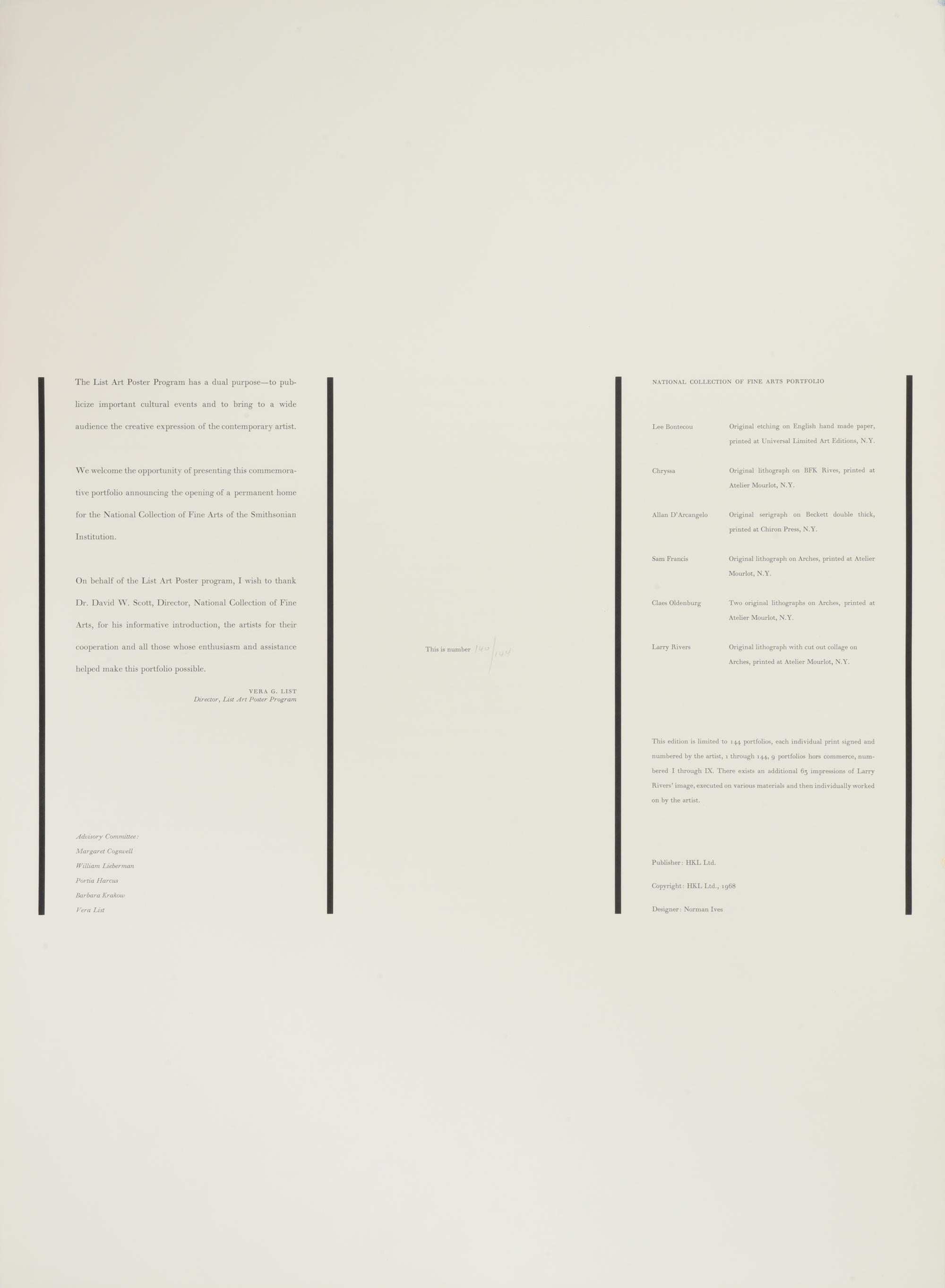 National Collection of Fine Arts Portfolio (the complete portfolio of seven prints)