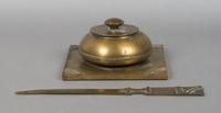 A Bronze Desk Set, Bradley and Hubbard Width of first 6 1/4 inches.