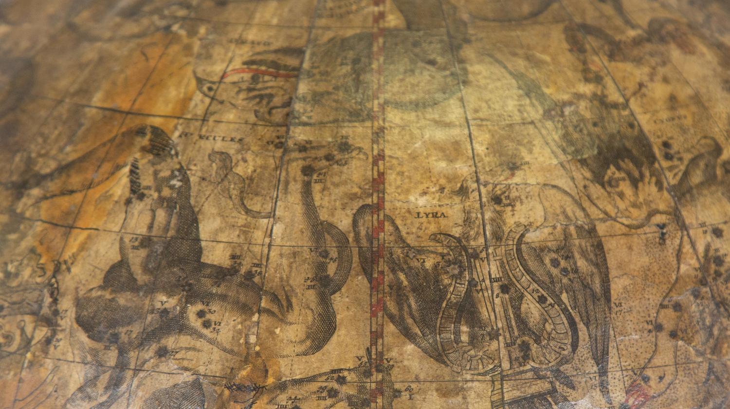 A Pair of Continental Terrestrial and Celestial 17-inch Library Globes on Stands