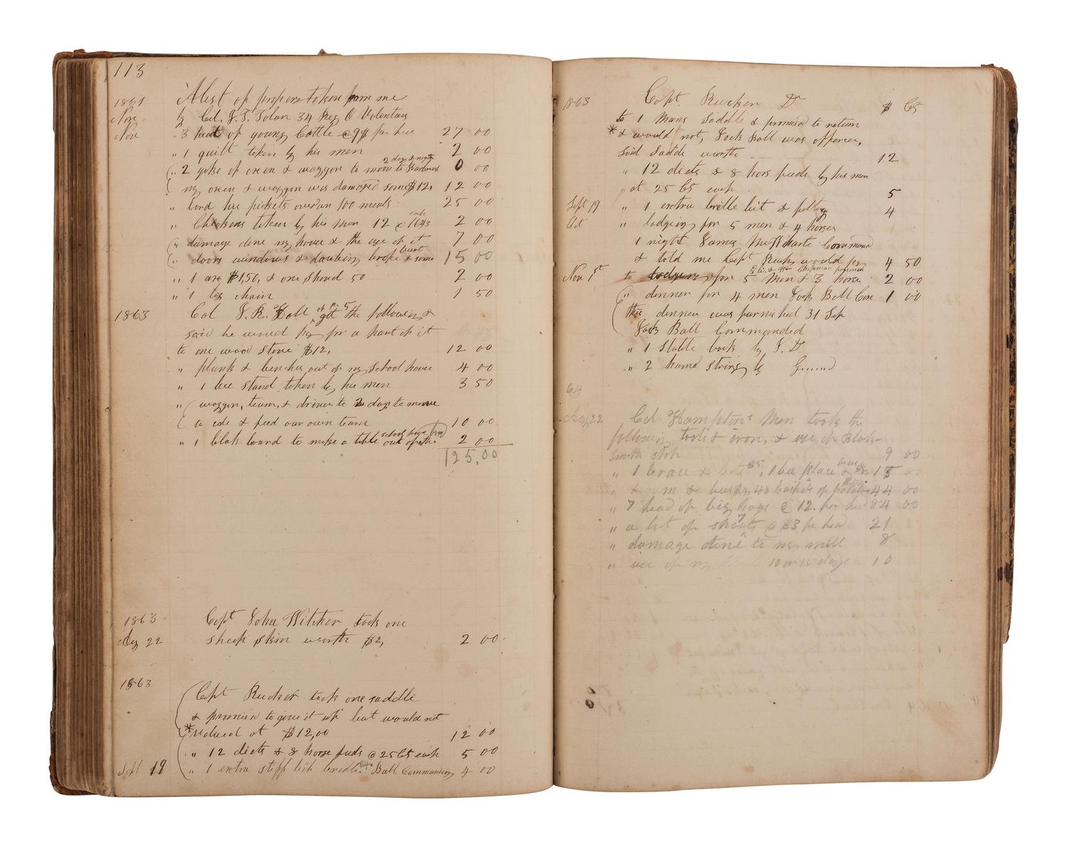 [CIVIL WAR]. A group of 3 ledgers associated with George W. Summers of Grant, Cabell County, (West) Virginia, documenting tensions between Union forces and Confederate sympathizers.