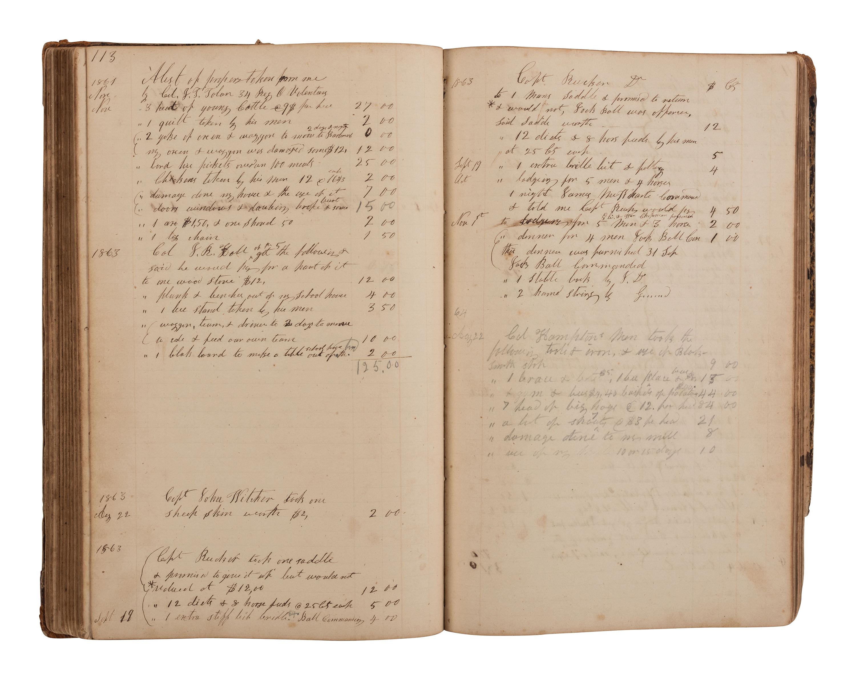 [CIVIL WAR]. A group of 3 ledgers associated with George W. Summers of Grant, Cabell County, (West) Virginia, documenting tensions between Union forces and Confederate sympathizers.