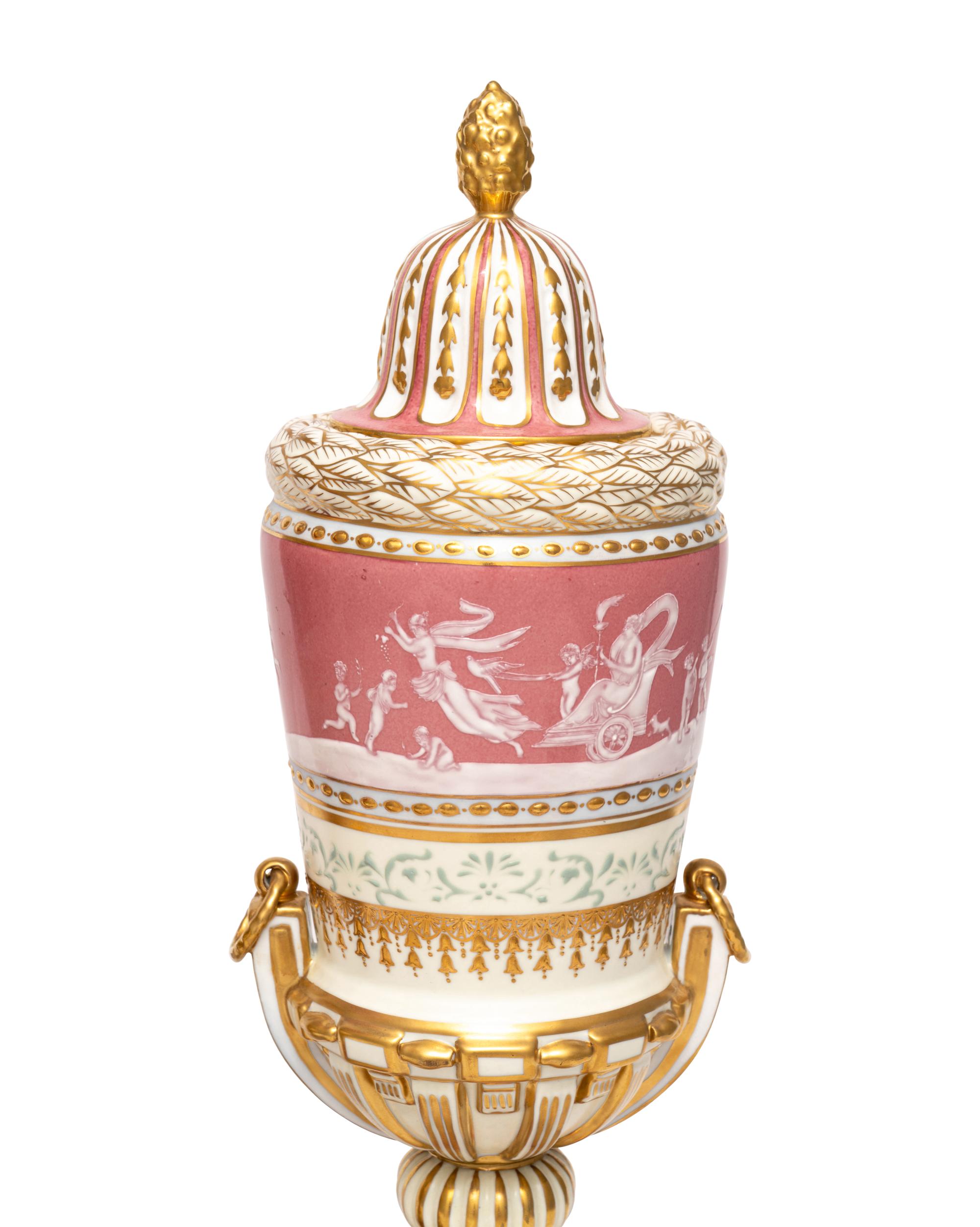 A Pair of Porcelain Urns