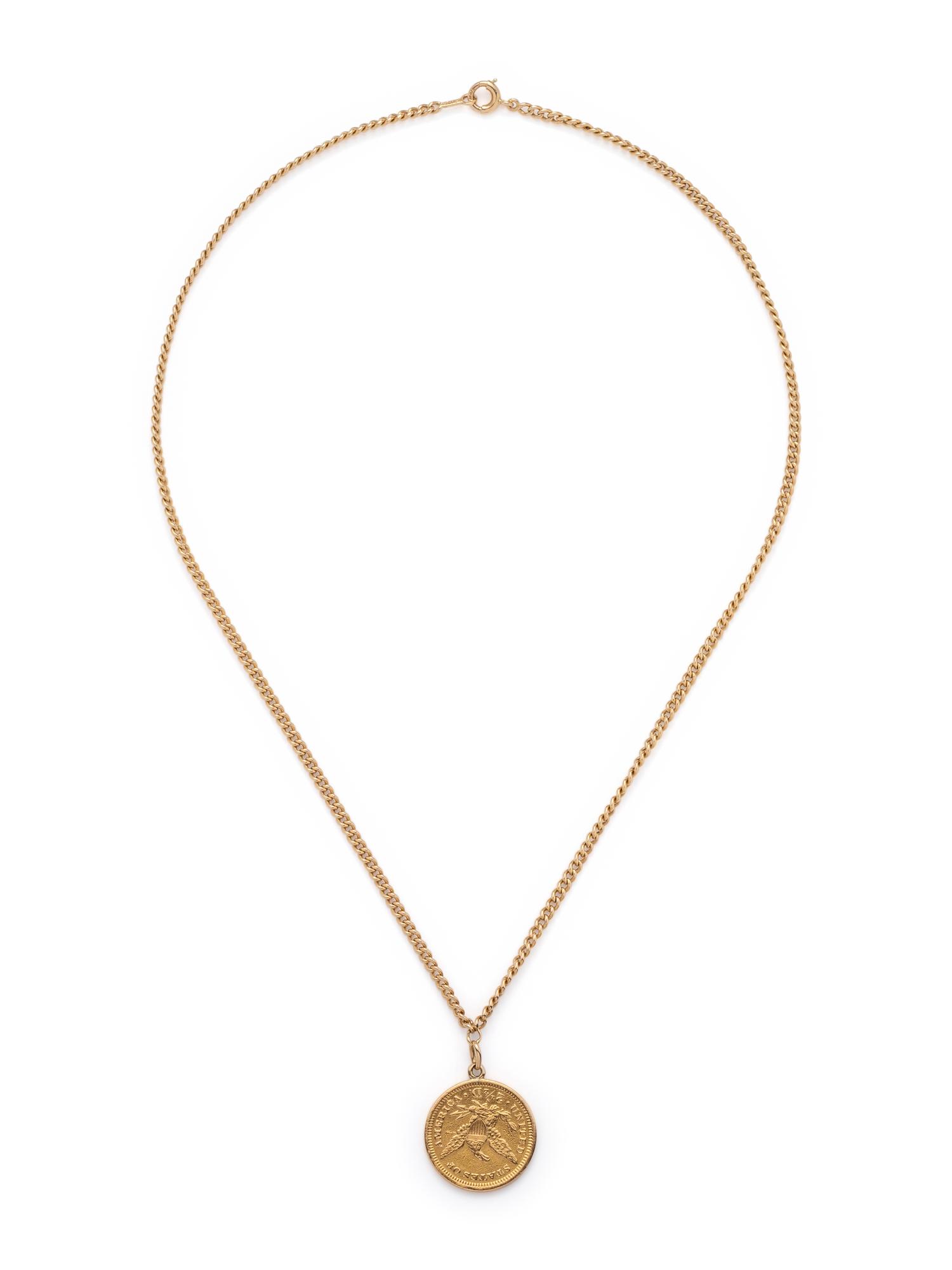 YELLOW GOLD AND COIN NECKLACE