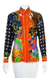 A Gianni Versace Silk Print Shirt, Size 38.