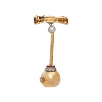 YELLOW GOLD, DIAMOND, AND RUBY WATCH BROOCH