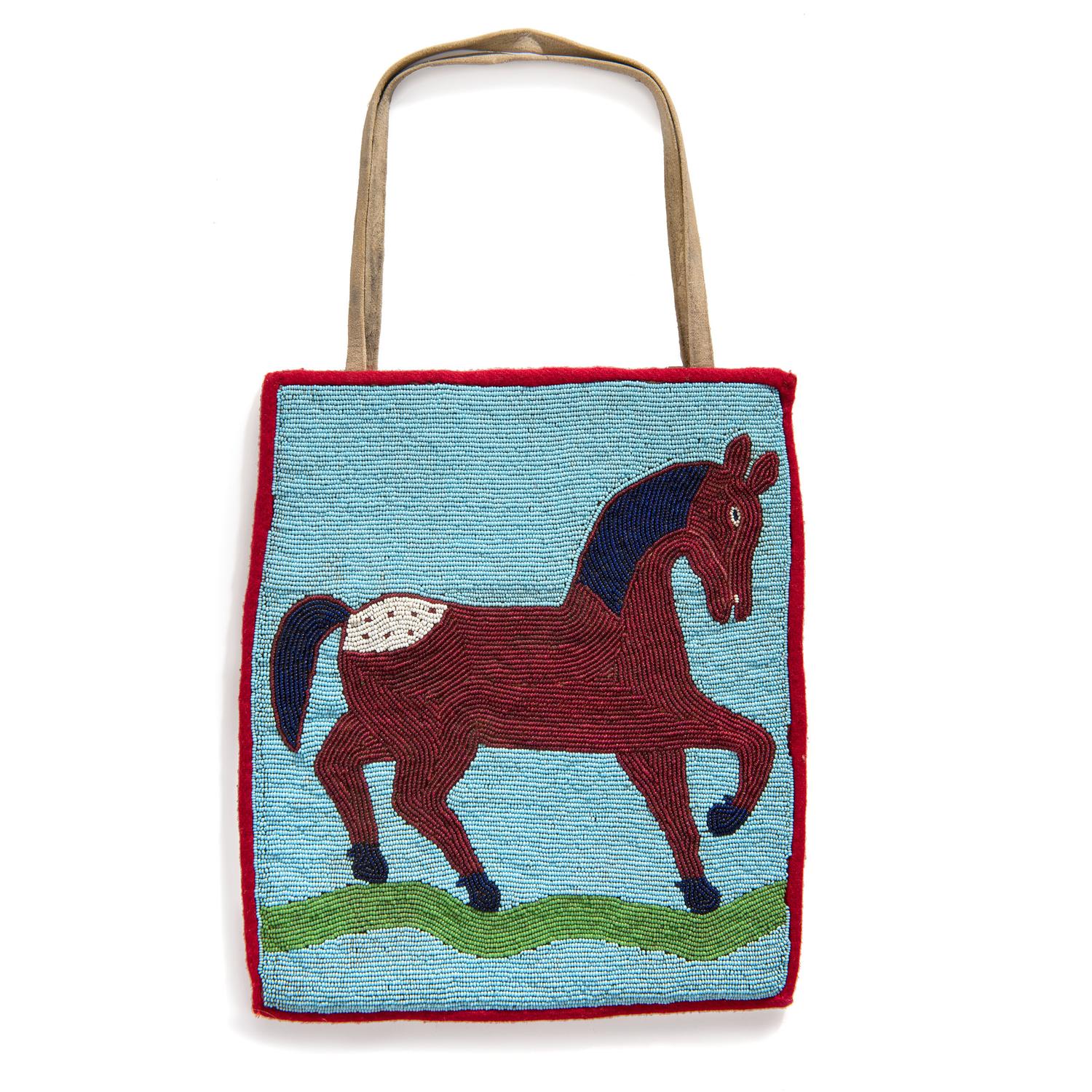 Plateau Beaded Flat Bag, with Appaloosa Horse