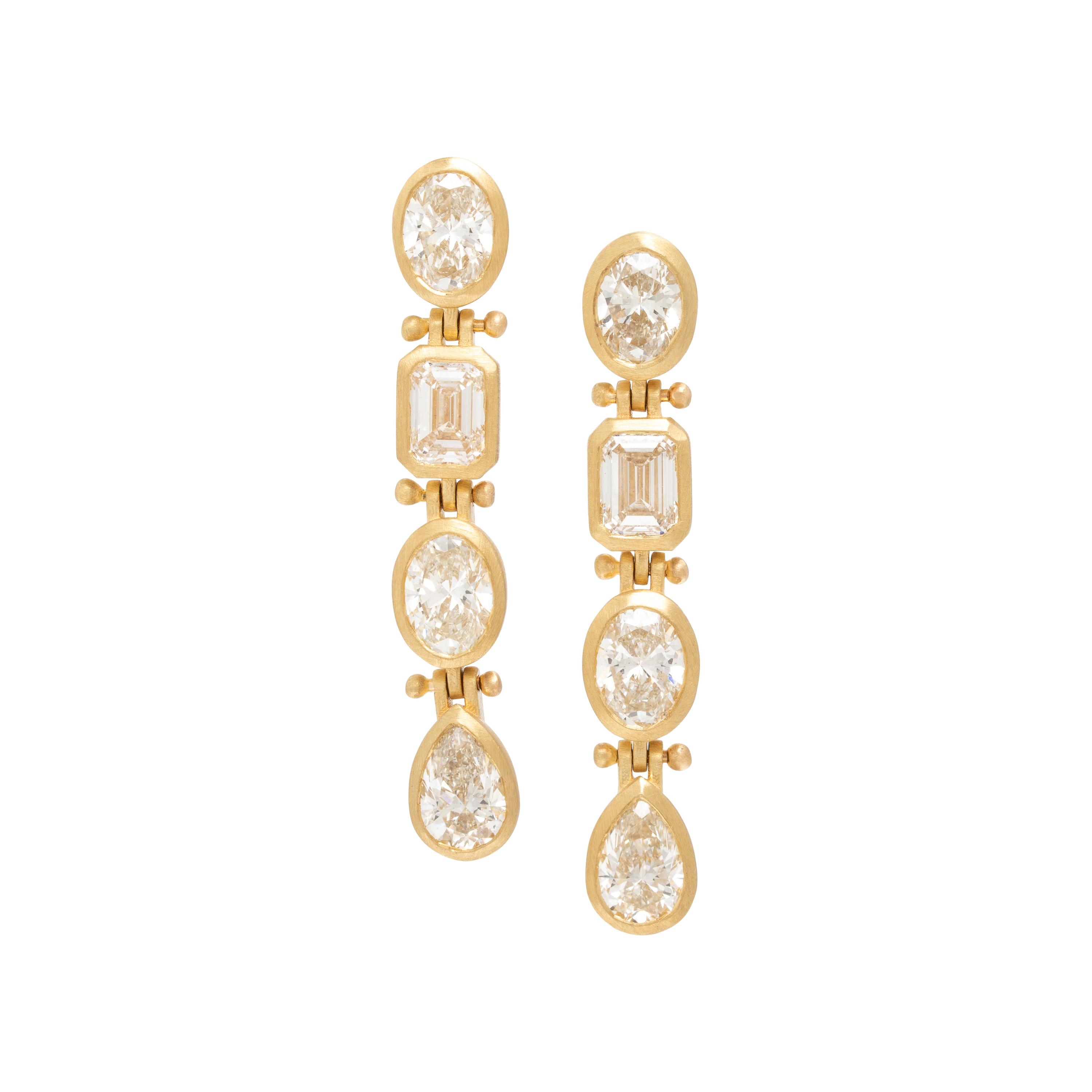 Diamond and Yellow Gold Drop Earrings