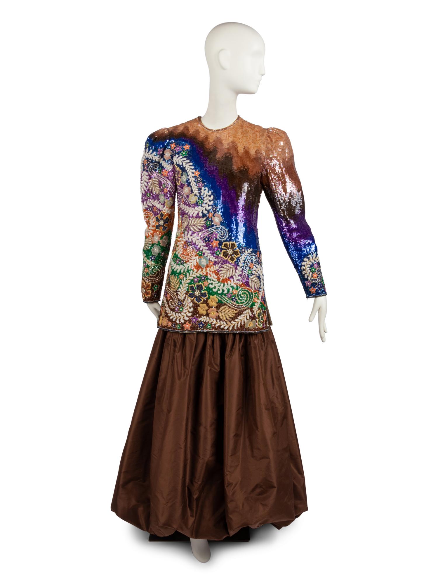 Mary McFadden Couture Top & Skirt, 1980s