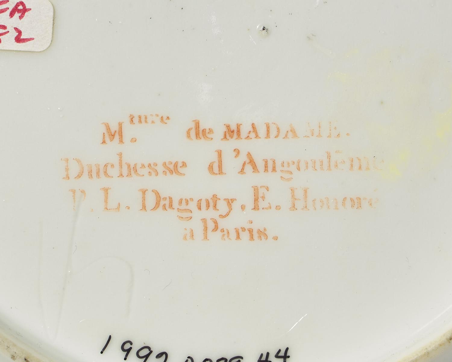 A French Porcelain Dessert Plate from President Andrew Jackson’s State Service