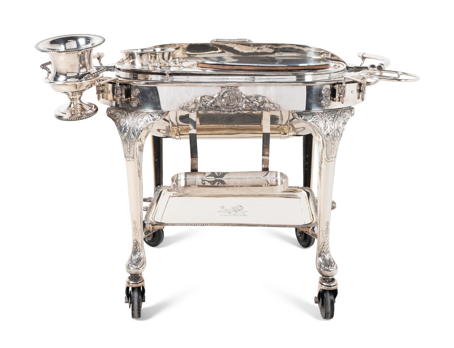 A French Silver-Plate Roast Trolley