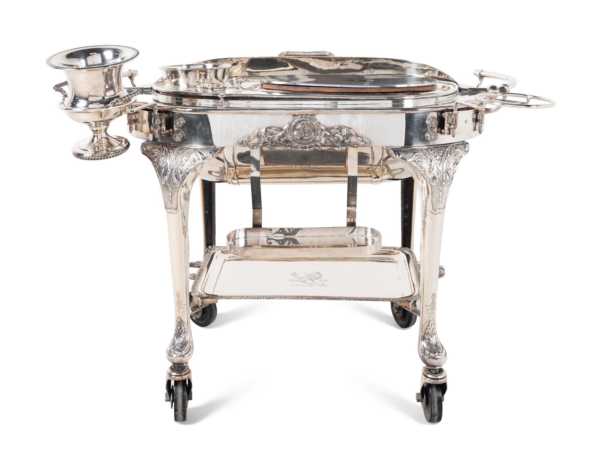A French Silver-Plate Roast Trolley