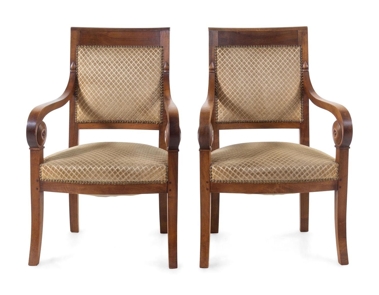 A Pair of Louis Philippe Style Walnut Fauteuils