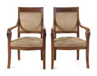 A Pair of Louis Philippe Style Walnut Fauteuils