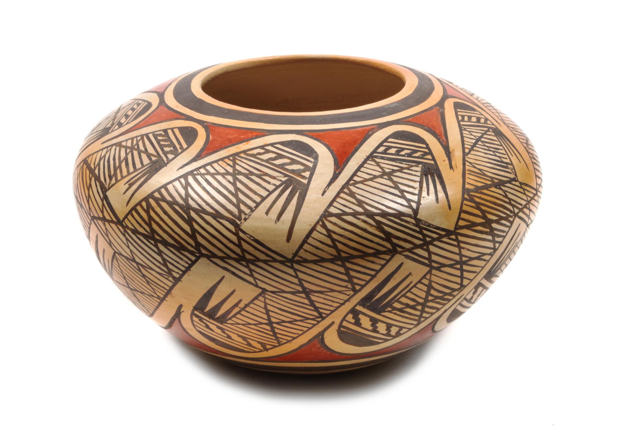 Elva Nampeyo (Hopi, 1925-1985) Polychrome Vase Height 3 x diameter 5 3/4 inches