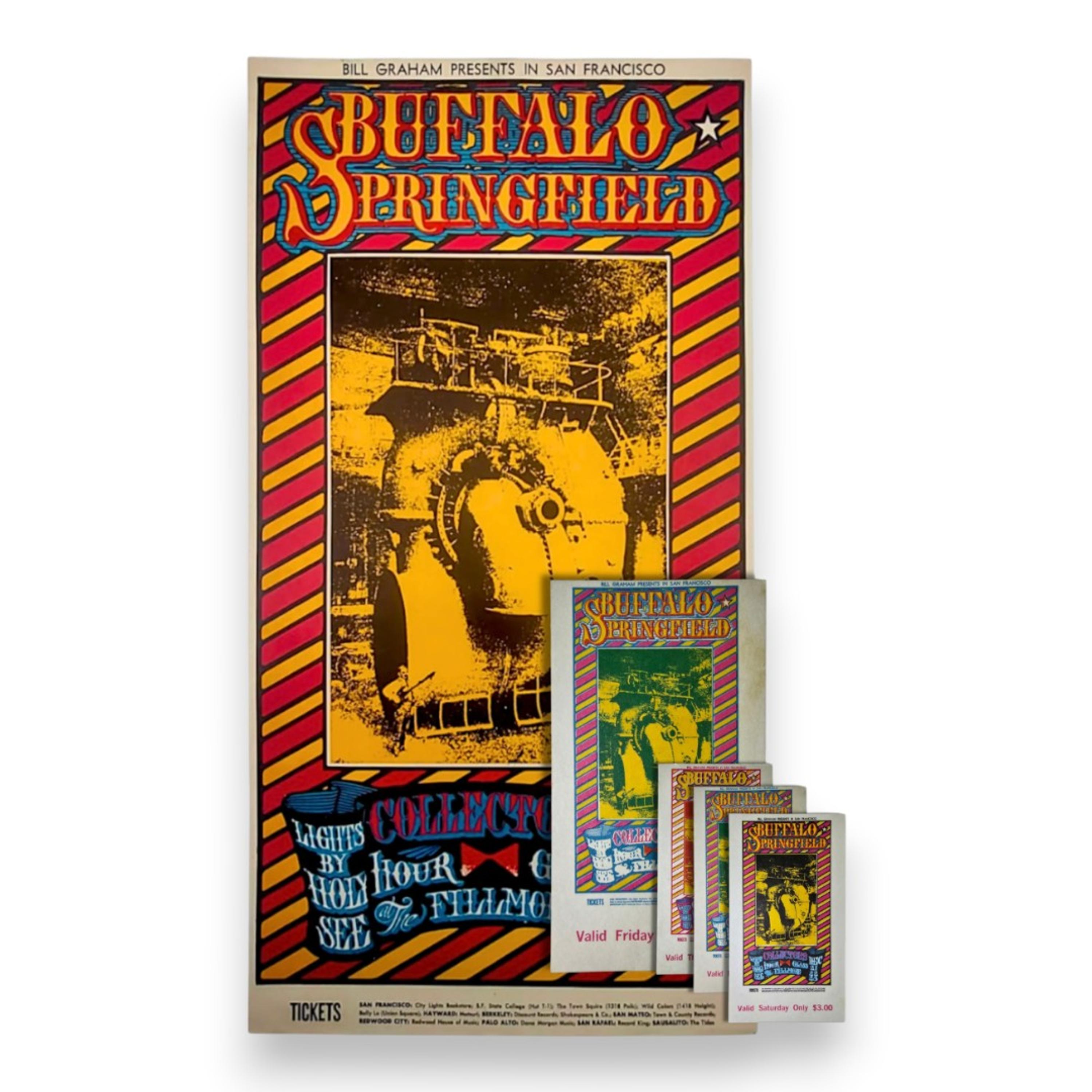 sale-BG-98 Buffalo Springfield | Complete Set - Poster, Handbill, & 3 Tickets | Stanley Mouse & Alton Kelley | December 21-23, 1967 | First Edition