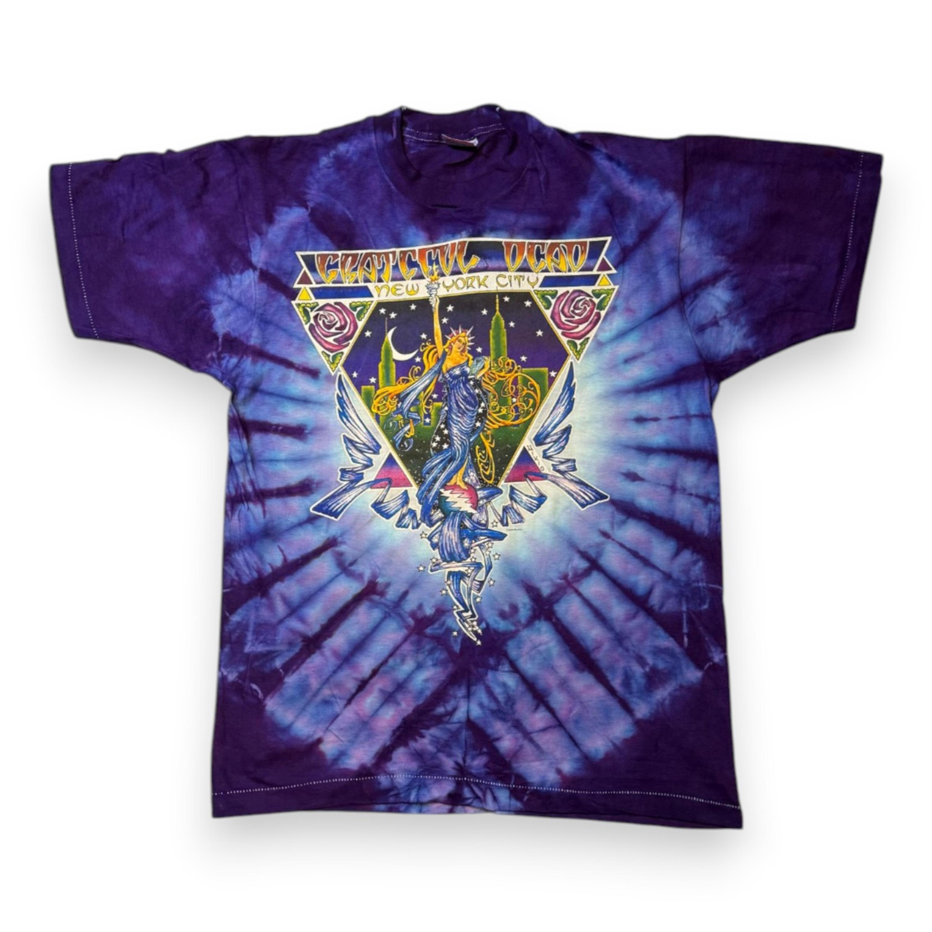 sale-1988 Grateful Dead New York City Tie-Dye T-Shirt — Statue of Liberty, Size L