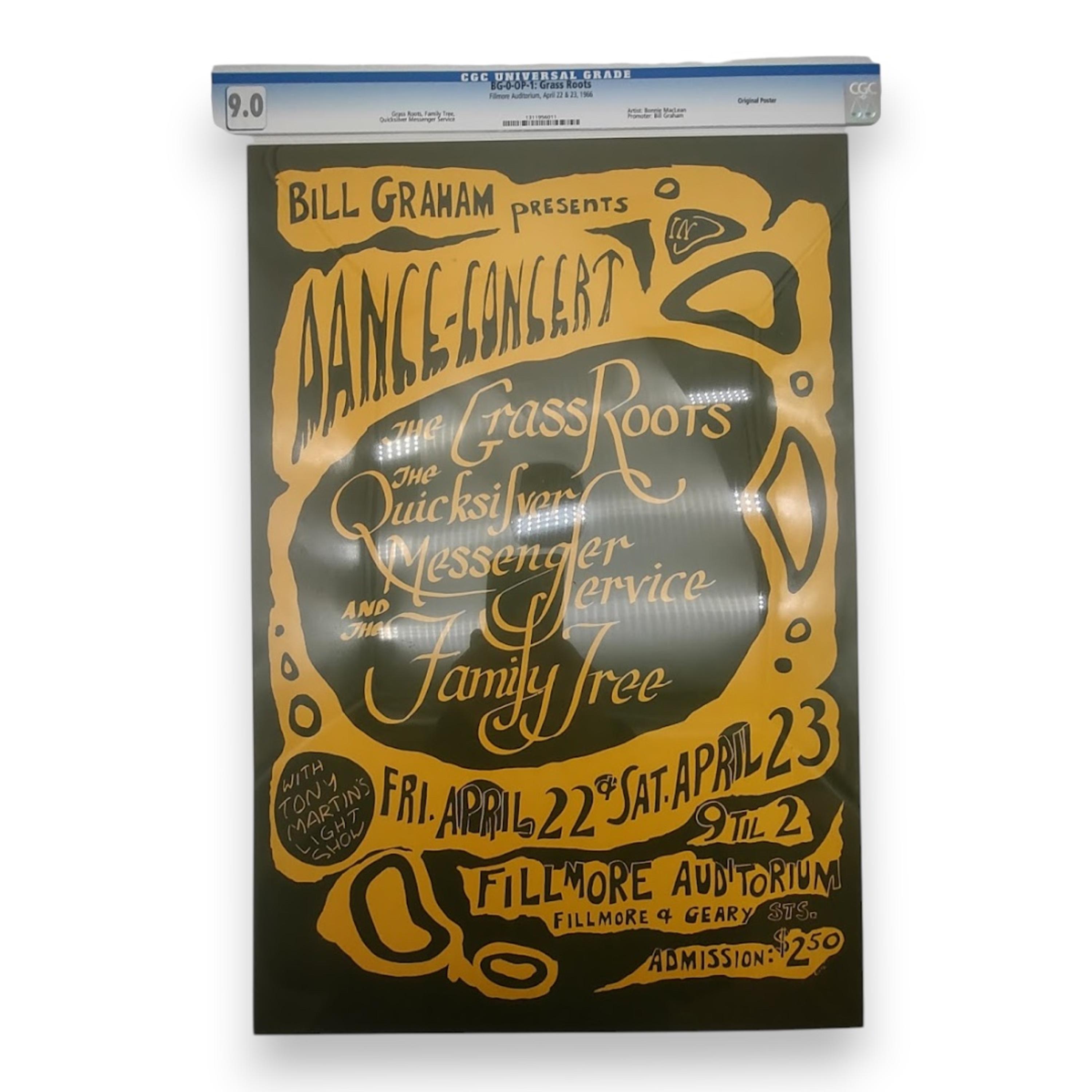 sale-BG-0 (CGC 9.0) The Grass Roots & Quicksilver Messenger Service | Bonnie MacLean | April 22-23, 1966 | First Edition