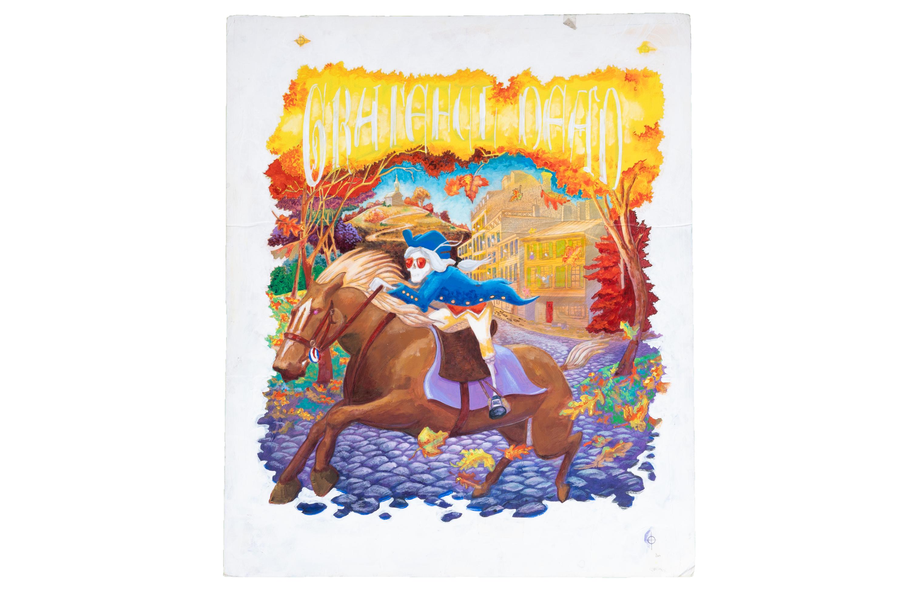 sale-Grateful Dead 'Paul Revere' Boston Garden Original Artwork by Chuck Hughes — With Event Shirt & Film