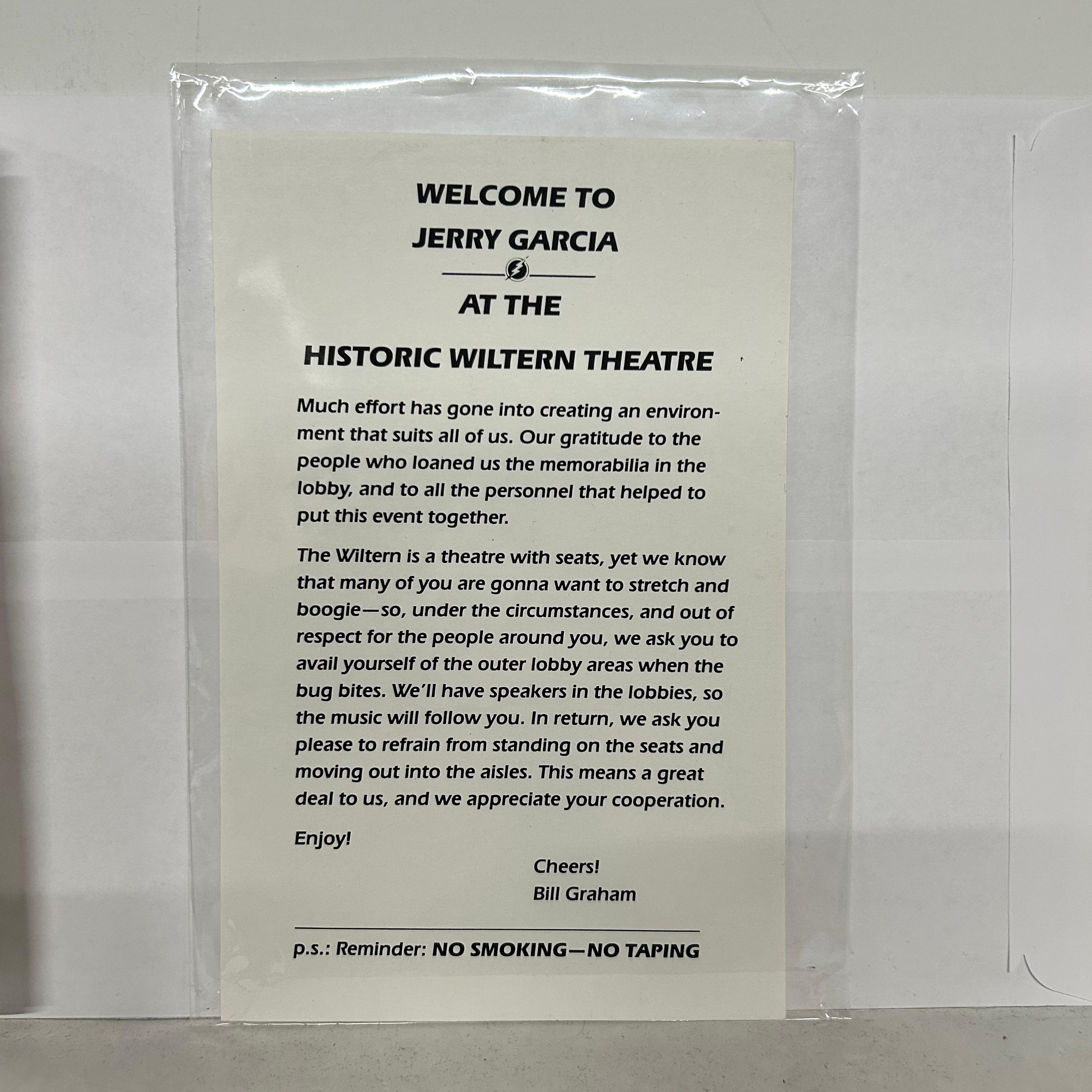 sale-Jerry Garcia Band — Wiltern Theatre, LA, Mar 13–14 1987 Patron Handbill