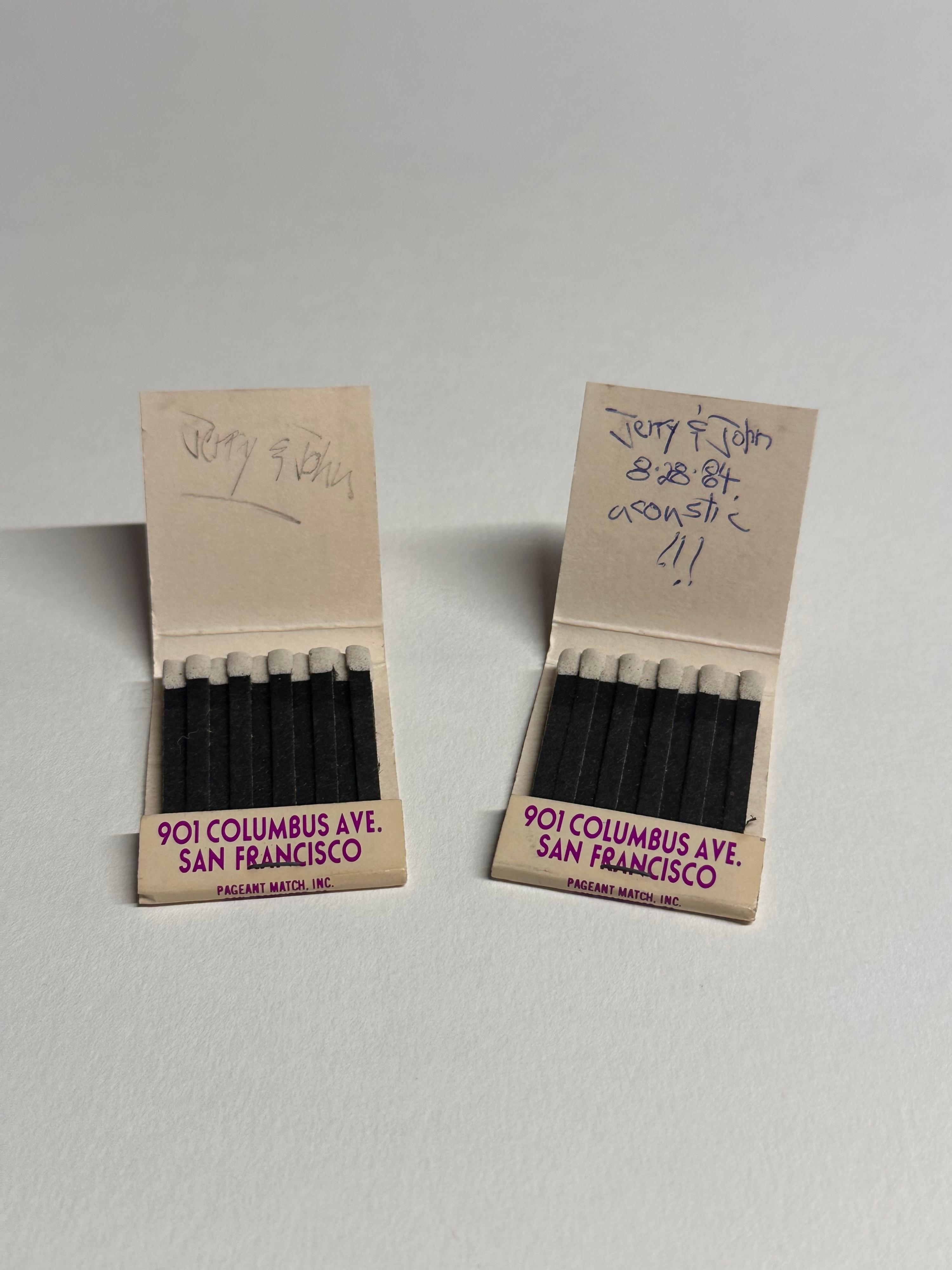 sale-Wolfgang's Matchbooks — Two, w/ Fan Notes (Garcia & Kahn, SF) — VERY RARE