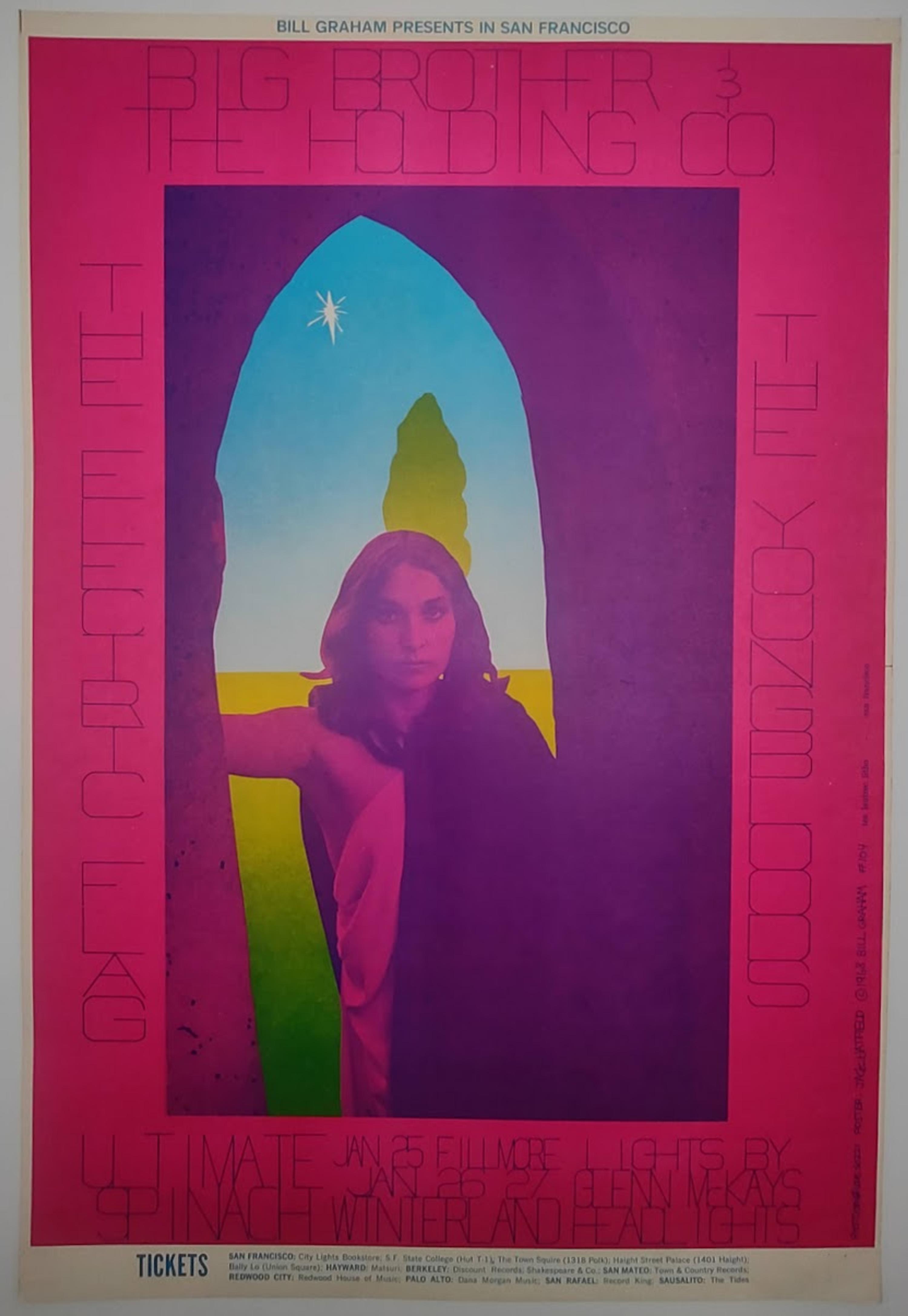 sale-BG 104 | Big Brother & The Holding Company, The Electric Flag, The Youngbloods January 25–27, 1968 | The Fillmore & Winterland | Poster, 2 Tickets, Handbill