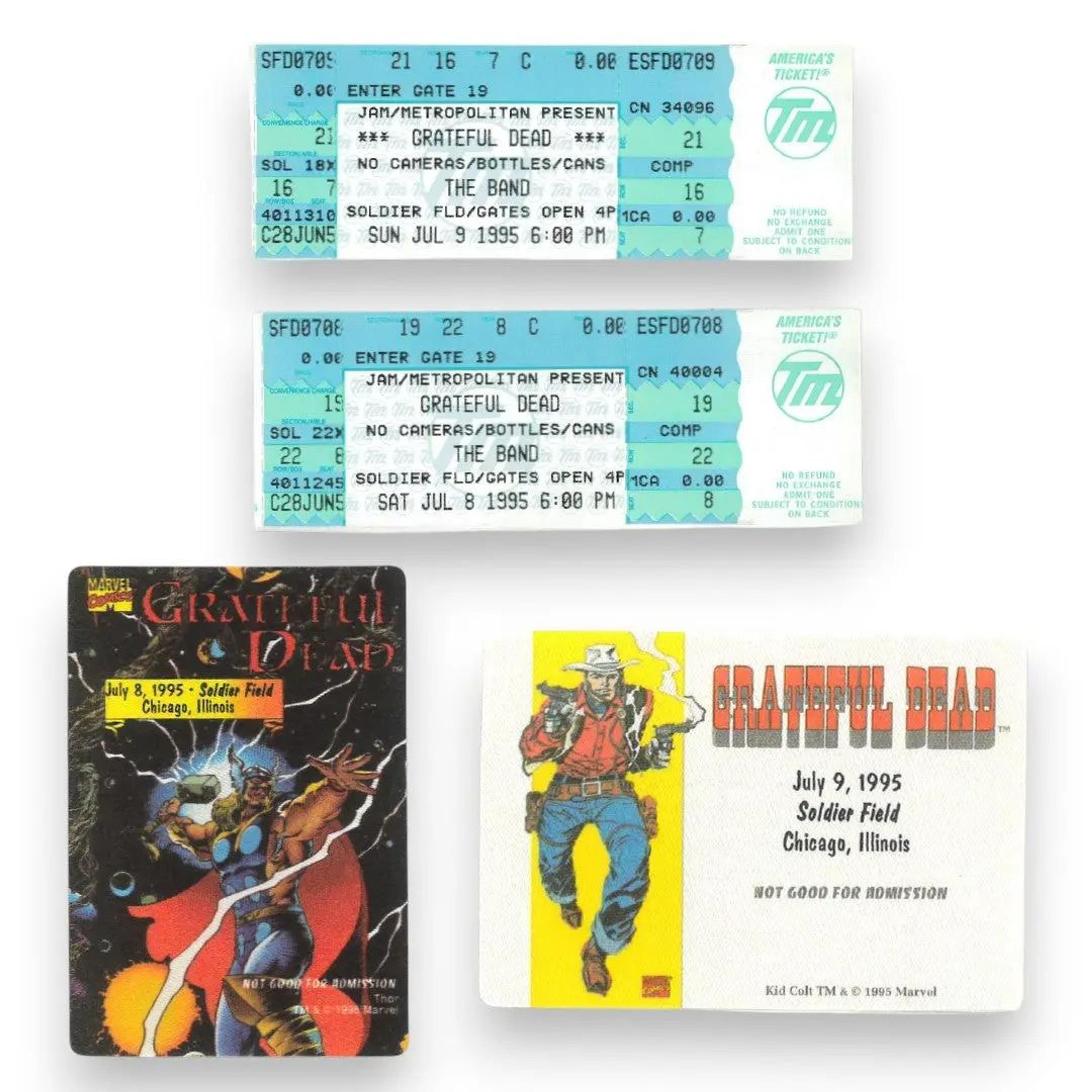 sale-Grateful Dead – Final Show Ticket & Backstage Pass Set (Soldier Field, Chicago, IL – July 8–9, 1995)