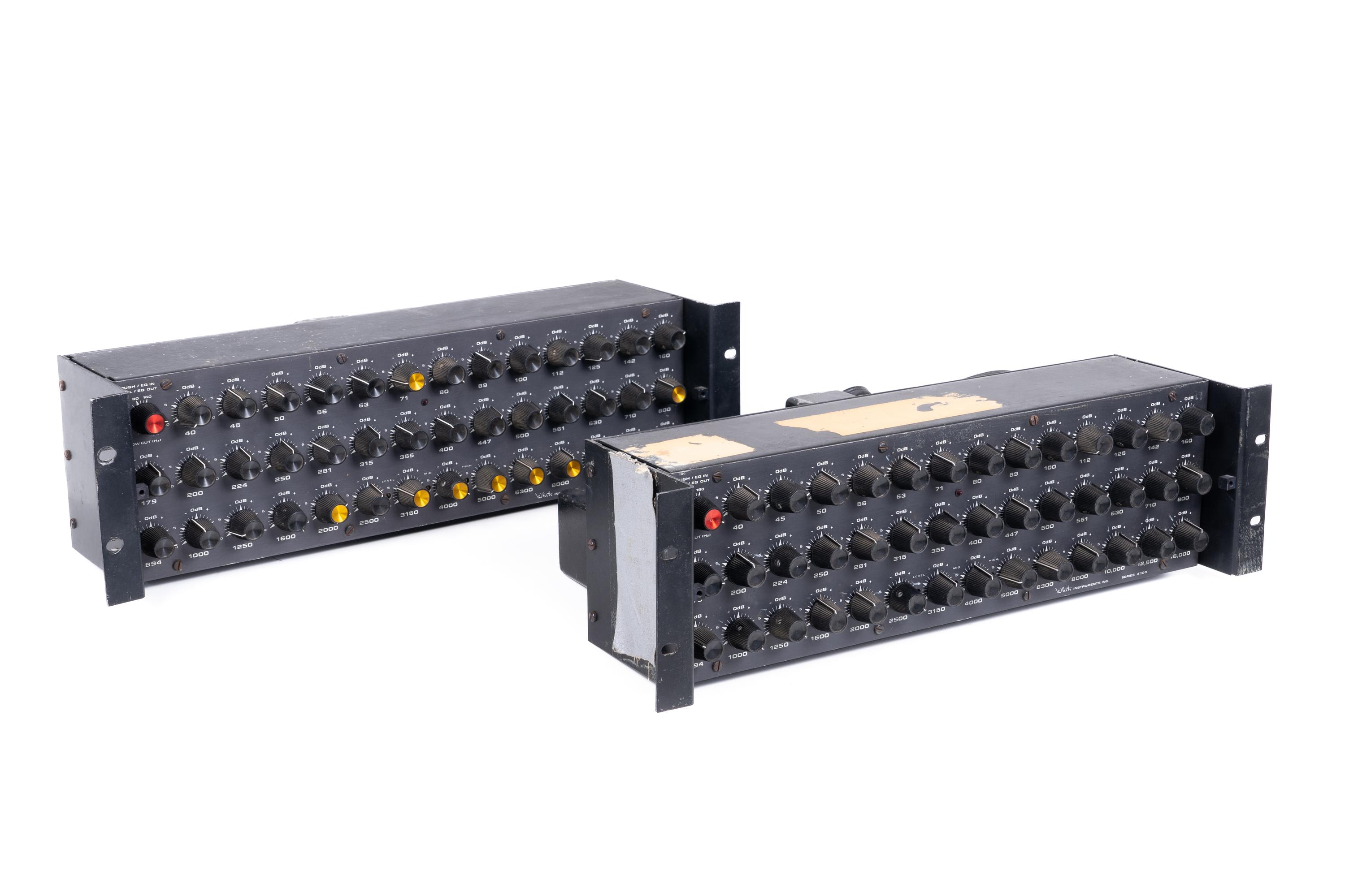 sale-Pair of Grateful Dead Stage-Used 1970s White Instruments Series 4303 19-Inch Equalizers