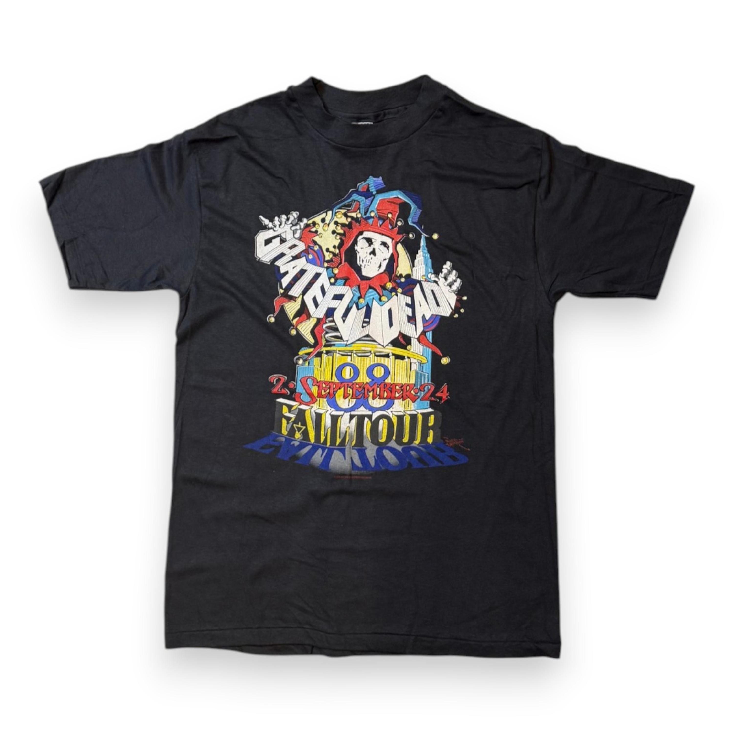 sale-1988 Grateful Dead Fall Tour T-Shirt — Jester Skull, Size L