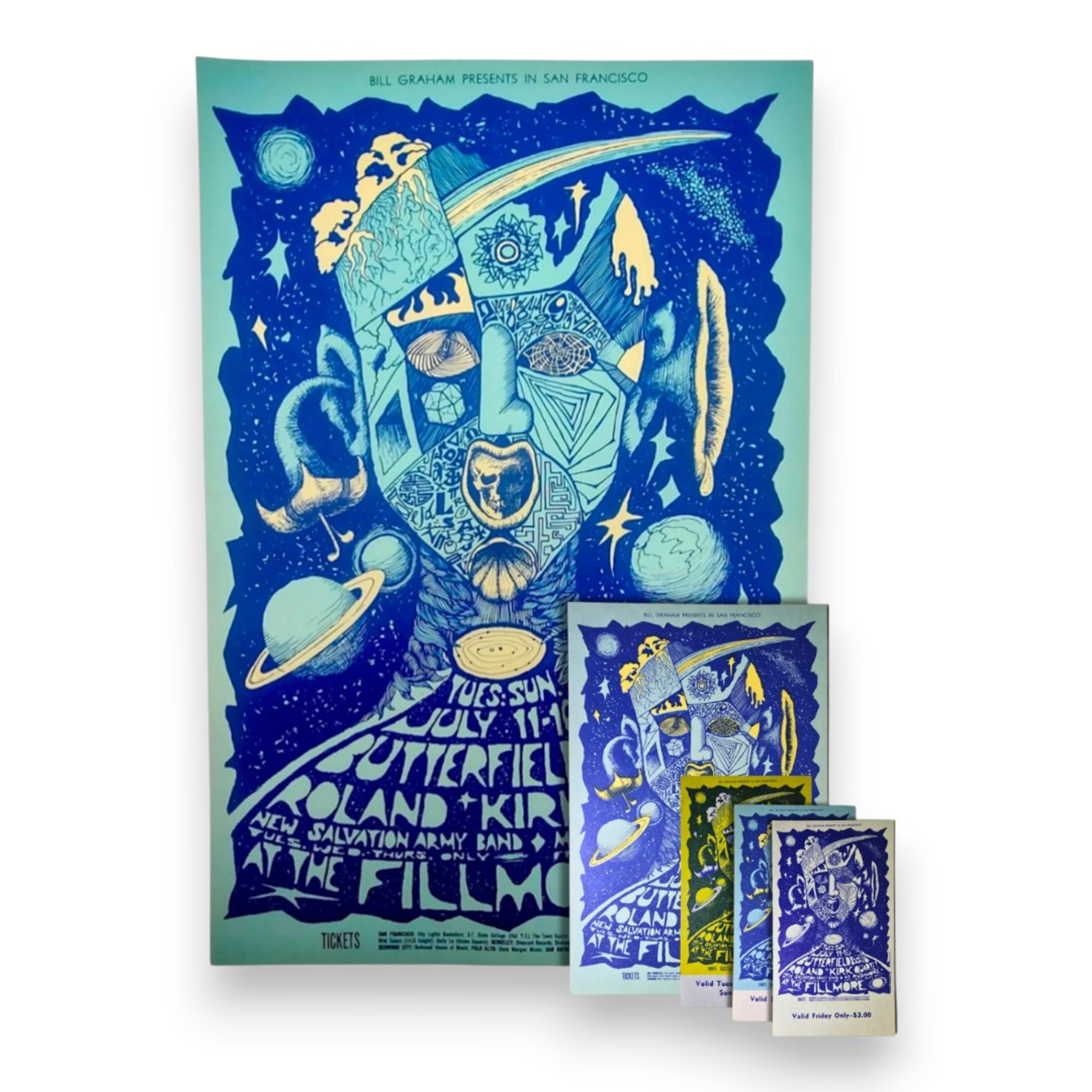 sale-BG-72 Butterfield Blues Band | Complete Set - Poster, Handbill, & 3 Tickets | Bonnie MacLean | July 11-16, 1967 | First Edition