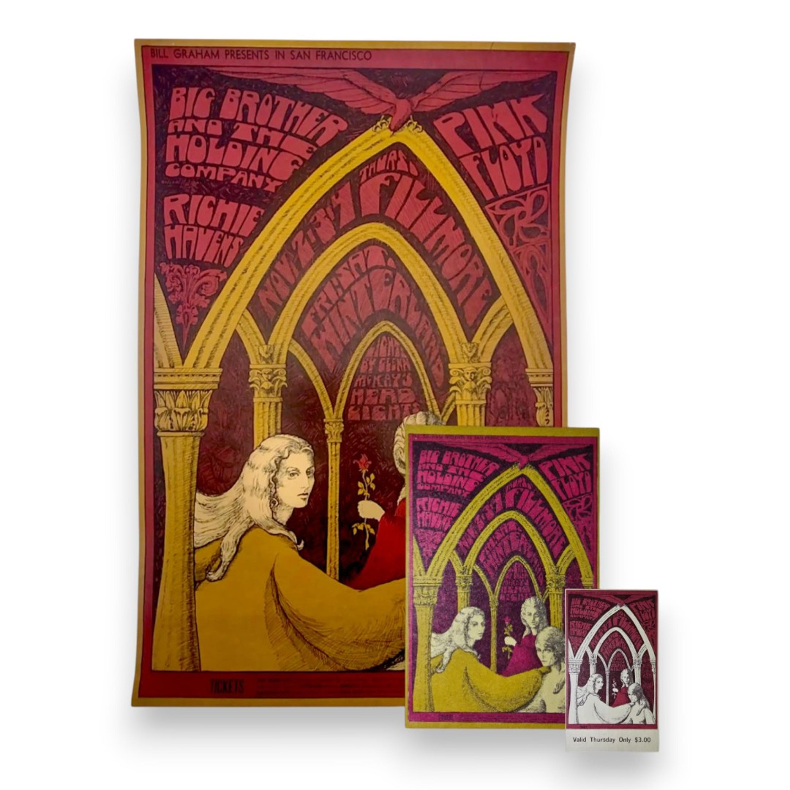 sale-BG-91 Pink Floyd, Richie Havens, & Big Brother and the Holding Company | Complete Set - Poster, Handbill, & Ticket | Bonnie MacLean | November 2-4, 1967